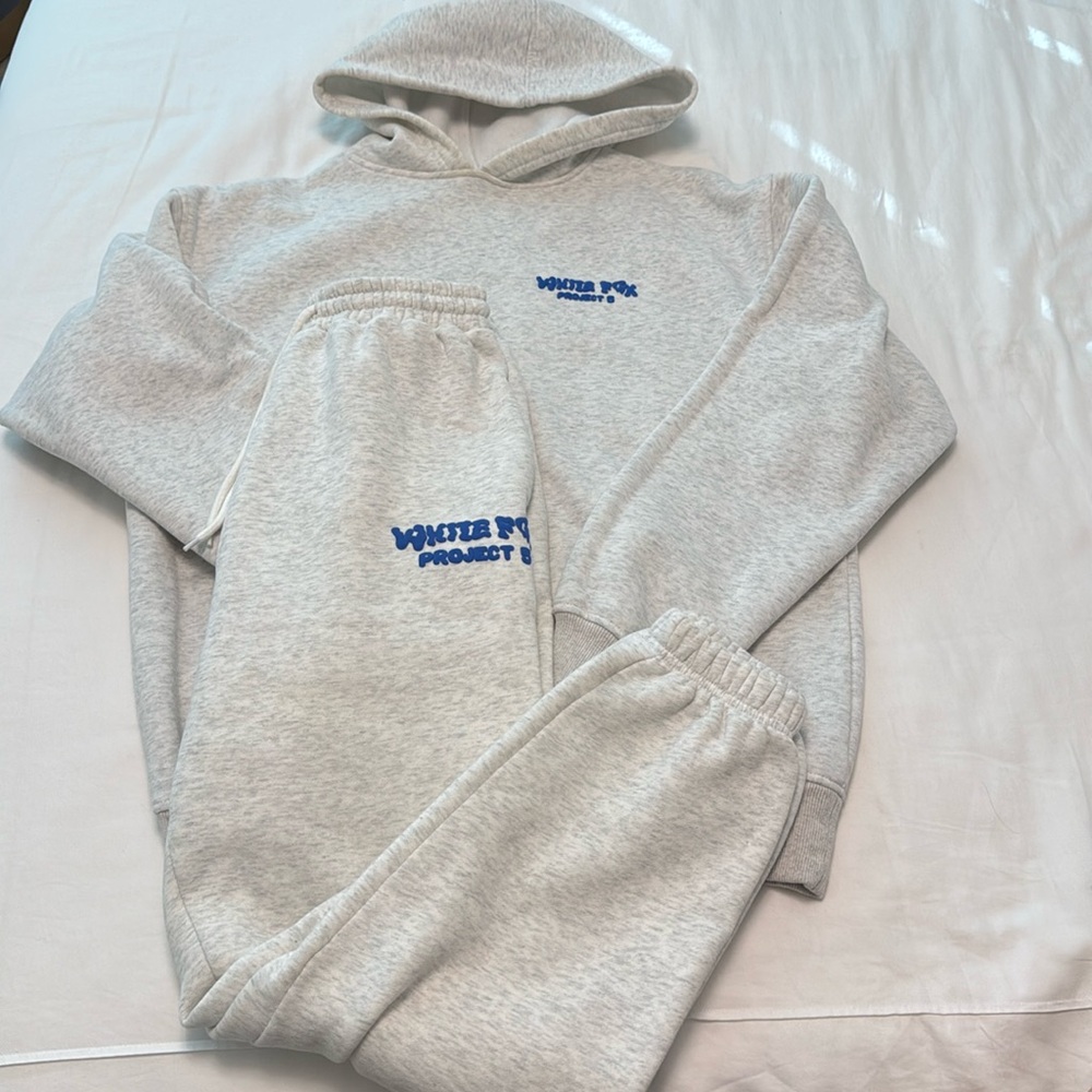 Heather Gray White Fox Sweat Set